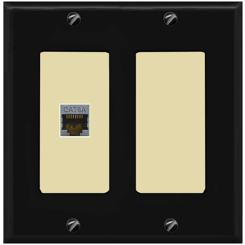 RiteAV 1 Port Cat6A Wall Plate - 2 Gang [Black/Ivory]