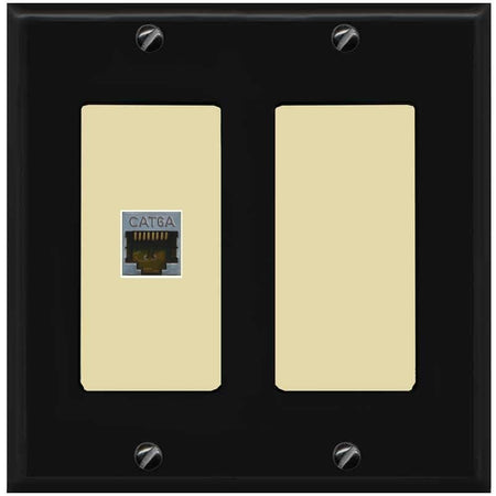 RiteAV 1 Port Cat6A Wall Plate - 2 Gang [Black/Ivory]