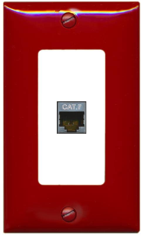 RiteAV 1 Port Cat7 Shielded Ethernet Wall Plate - 1 Gang [Red/White]