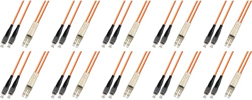 Ultra Spec Cables 15M Multimode Duplex Fiber Optic Cable (50/125) - FC to LC (10 Pack)