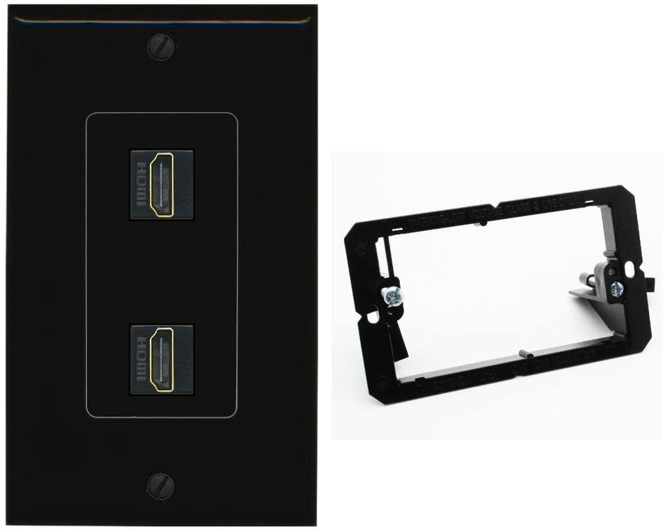 RiteAV HDMI Wall Plate 2 Port - 1 Gang w-Bracket [Black/Black]