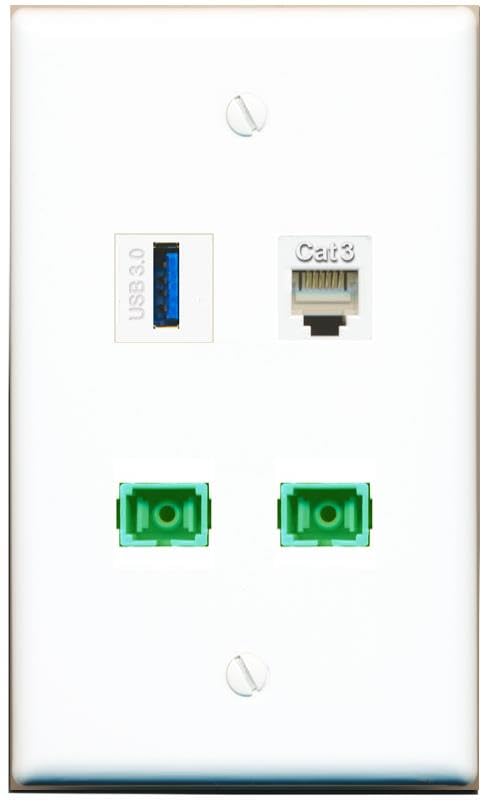 RiteAV - PHONE 2 SC-APC Singlemode Simplex USB-3 Wall Plate Flat White