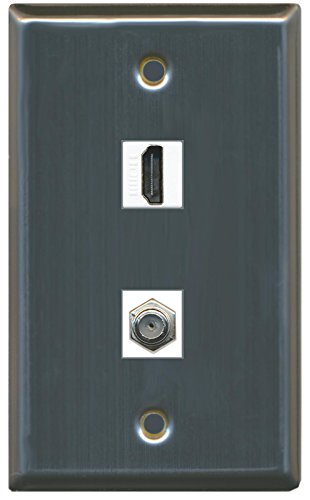 RiteAV (1 Gang Flat HDMI Coax Wall Plate Stainless Steel