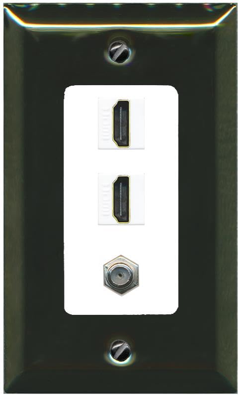 COAX 2 HDMI Wall Plate-1 Gang Brass/White