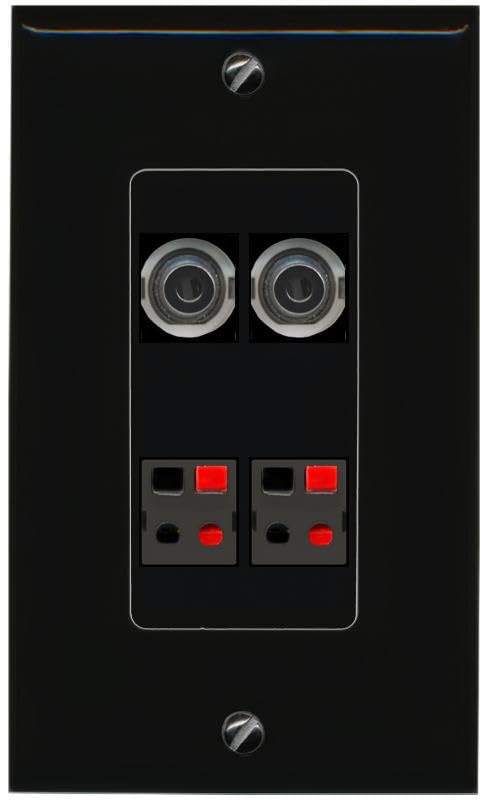 RiteAV 2 3.5mm 2 SPEAKER Wall Plate Decorative [Black]