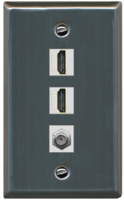 COAX 2 HDMI Wall Plate-Flat Stainless Steel