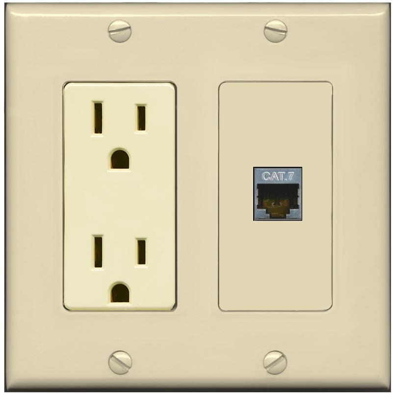 RiteAV 1 Port Cat7 Shielded Ethernet Wall Plate - Outlet [Ivory/Ivory]