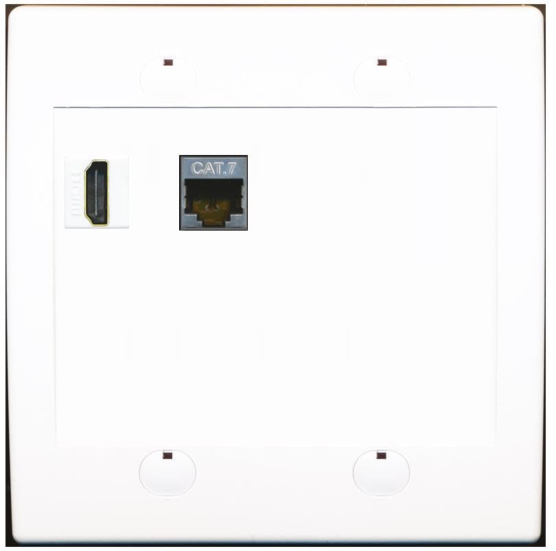 RiteAV HDMI and Cat7 Wall Plate - Flat 2 Gang [White/White]