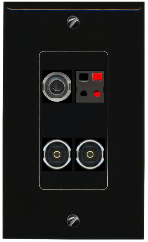 RiteAV 3.5mm SPEAKER 2 TOSLINK Wall Plate Decorative [Black]