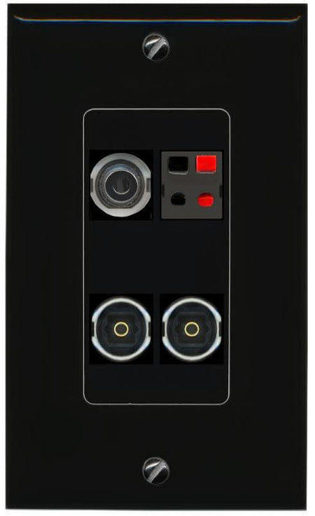 RiteAV 3.5mm SPEAKER 2 TOSLINK Wall Plate Decorative [Black]