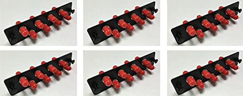 RiteAV LGX Footprint ST Adapter Panel, 8 Ports, Loaded w/8 ST Simplex Multimode Mode Adapters, Black (6 Pack)