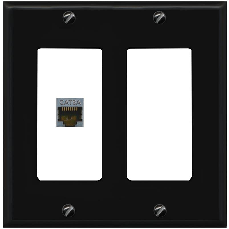 RiteAV 1 Port Cat6A Wall Plate - 2 Gang [Black/White]