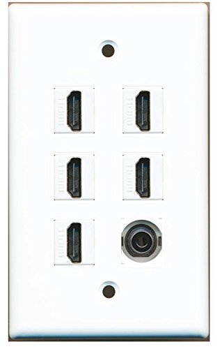 RiteAV - 5 x HDMI and 1 x 3.5mm Stereo Video Port Wall Plate White