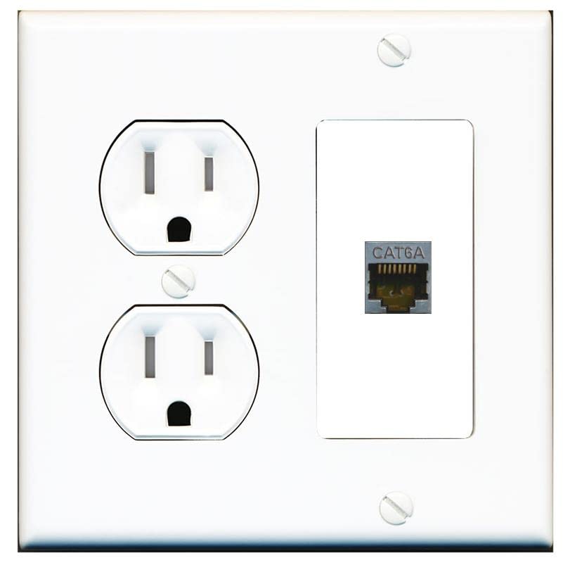 RiteAV 1 Port Cat6A Wall Plate - Tamper Res Round [White/White]