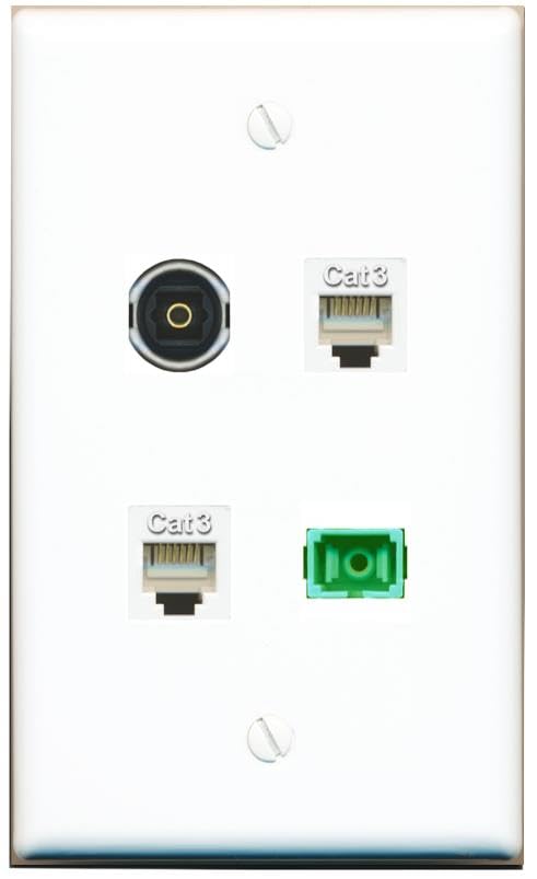 RiteAV - 2 PHONE SC-APC Singlemode Simplex TOSLINK Wall Plate Flat White