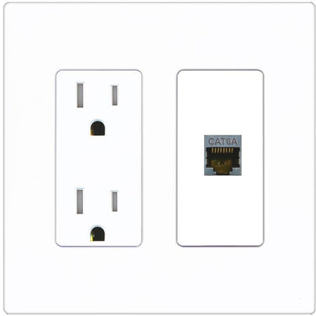 RiteAV 1 Port Cat6A Wall Plate - Tamper-Resistant [Screwless White]