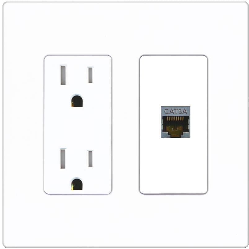 RiteAV 1 Port Cat6A Wall Plate - Tamper-Resistant [Screwless White]