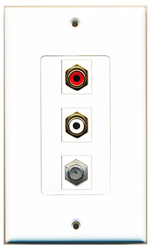 RiteAV 1 Port RCA Red 1 Port RCA White 1 Port Coax Cable TV- F-Type Wall Plate OVERSIZED