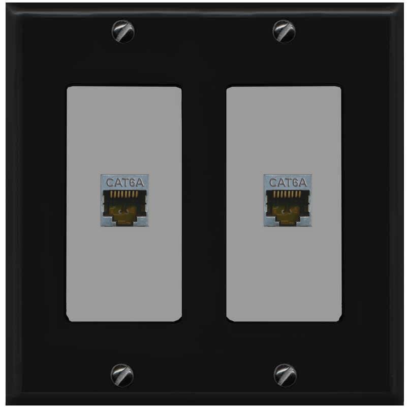 RiteAV 2 Port Cat6A Wall Plate - 2 Gang [Black/Gray]
