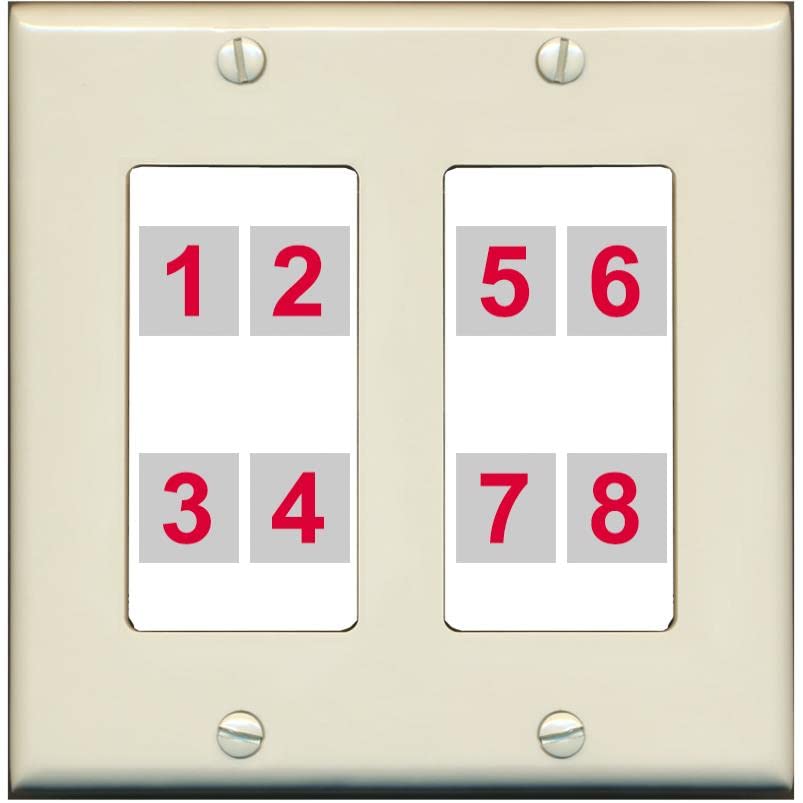 RiteAV - Custom Wall Plate 8 Port - 2 Gang [Light-Almond/White]