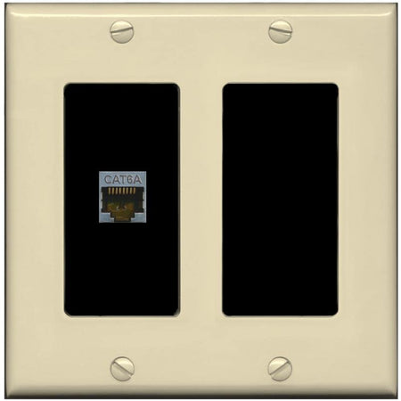 RiteAV 1 Port Cat6A Wall Plate - 2 Gang [Ivory/Black]