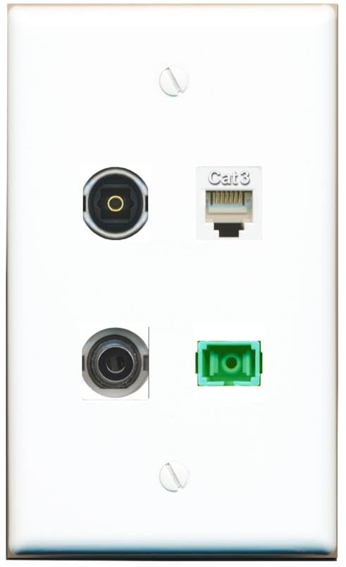 RiteAV - 3-5MM PHONE SC-APC Singlemode Simplex TOSLINK Wall Plate Flat White