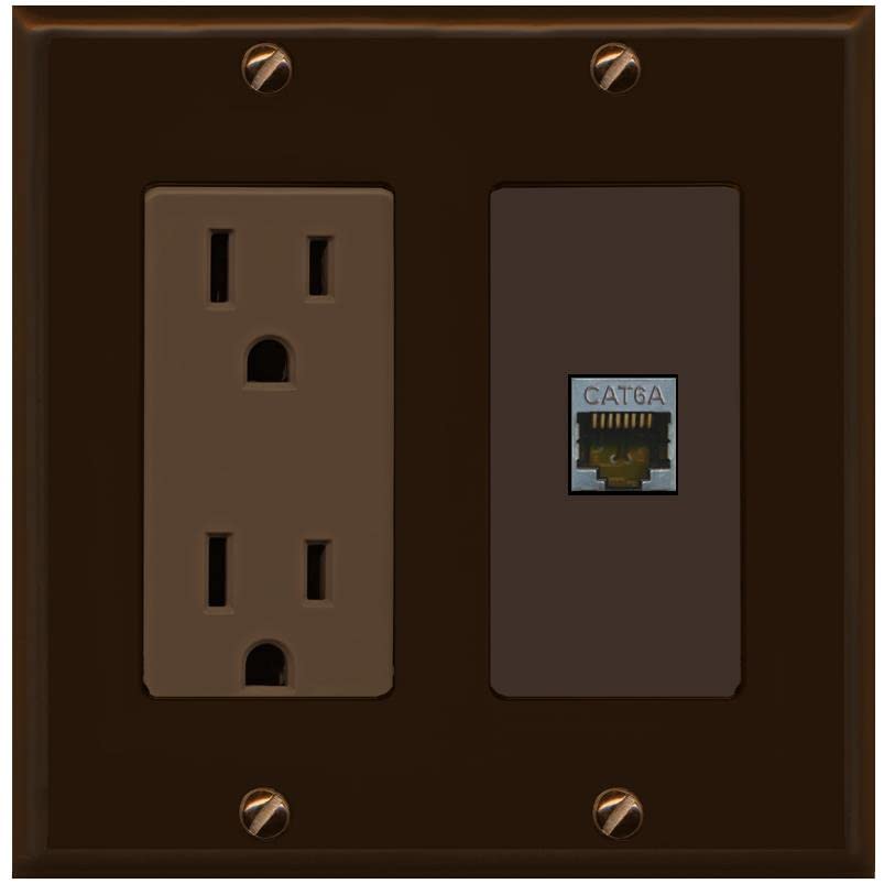 RiteAV 1 Port Cat6A Wall Plate - Outlet [Brown/Brown]