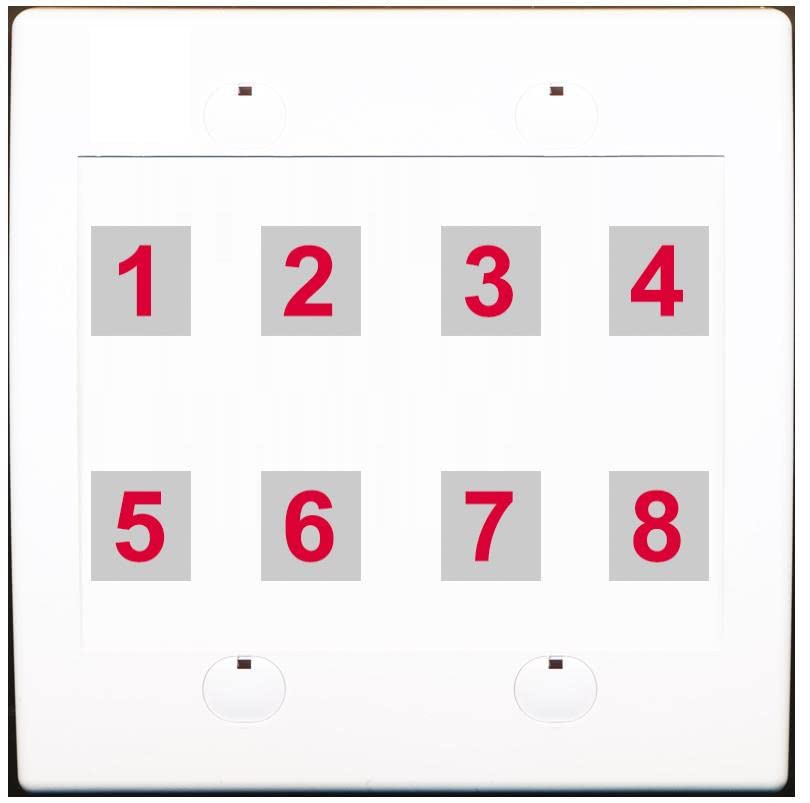 RiteAV - Custom Wall Plate 8 Port - 2 Gang Flat [White/White]