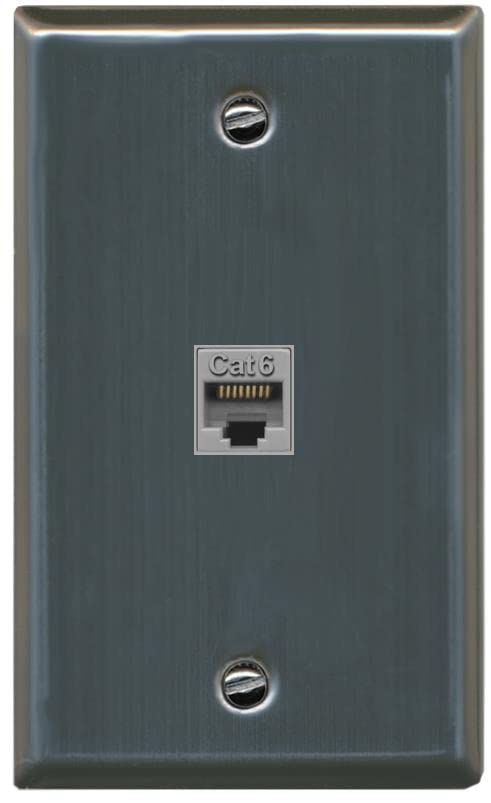 RiteAV 1 Port Cat6 Ethernet Wall Plate Female-Female - Flat [Stainless Steel]