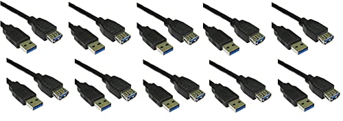 15 Foot USB 3.0 A Male to A Female Extension Cable (10 Pack)