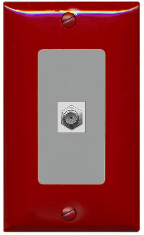 RiteAV 1 Port Coax Cable TV F-Type Wall Plate - 1 Gang [Red/Gray]