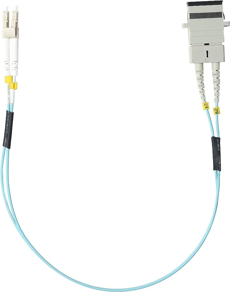 RiteAV - LC to SC Fiber Optic Adapter Cable Multimode 10GB OM3/OM4 50/125um Duplex, LC Male to SC Female Fiber Adapter Cable – 0.3 Meter (1 FT)