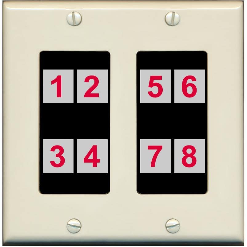 RiteAV - Custom Wall Plate 8 Port - 2 Gang [Light-Almond/Black]