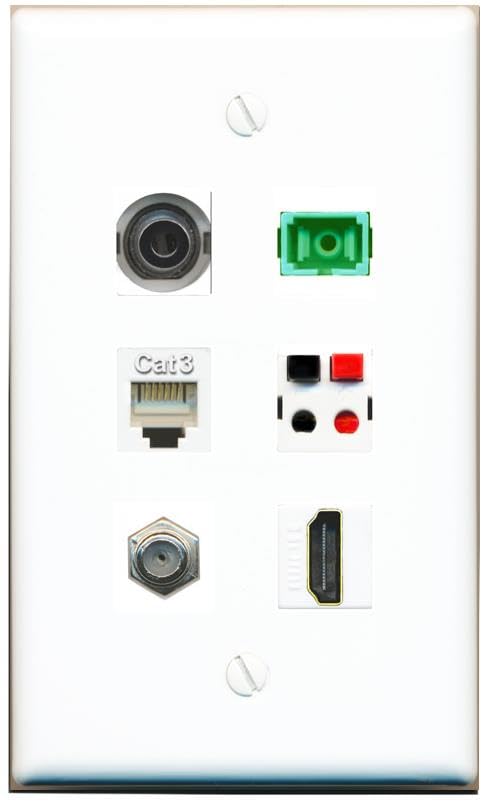 RiteAV 3.5mm COAX HDMI PHONE SC-APC-SX SPEAKER Flat/Solid Wall Plate [White]