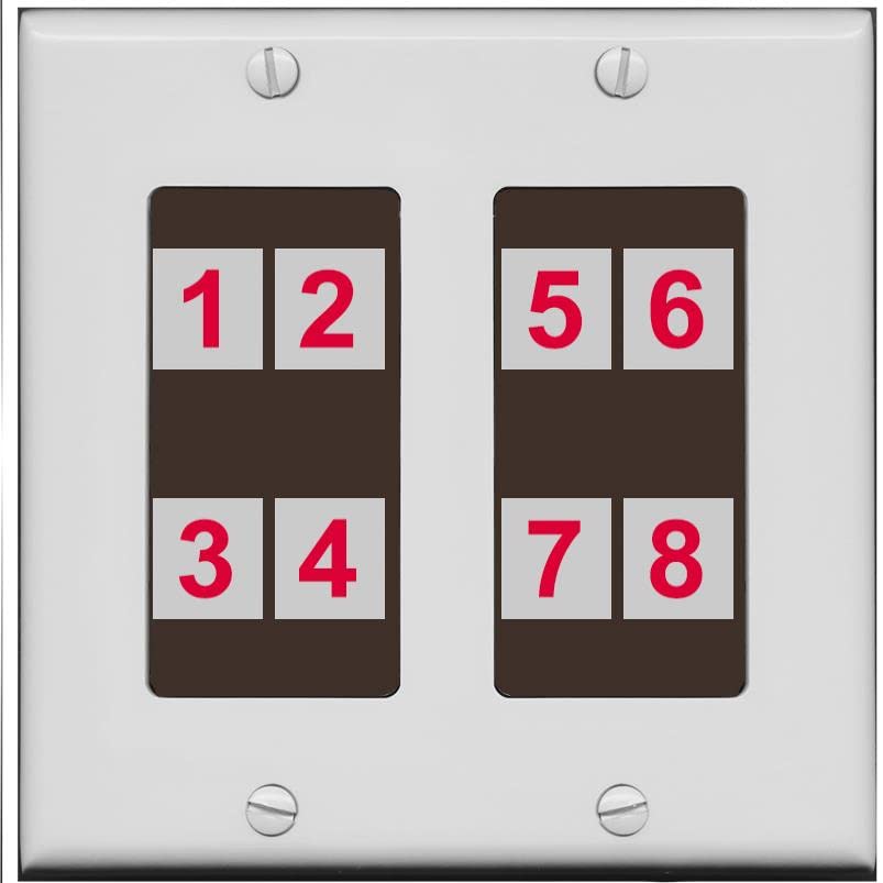 RiteAV - Custom Wall Plate 8 Port - 2 Gang [Gray/Brown]