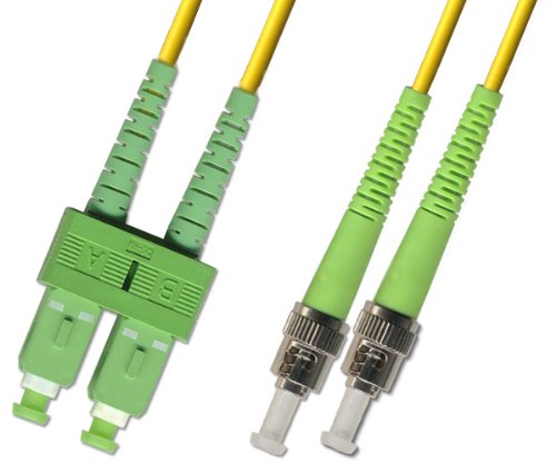 5M Singlemode Duplex Fiber Optic Cable (9/125) - SC/APC to ST/APC
