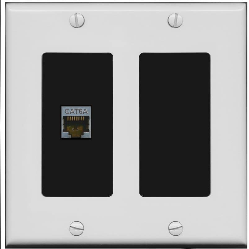 RiteAV 1 Port Cat6A Wall Plate - 2 Gang [Gray/Black]