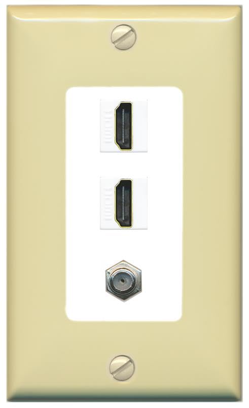 Coax 2 HDMI Wall Plate-1 Gang Ivory/White