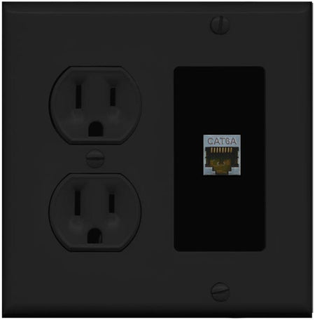 RiteAV 1 Port Cat6A Wall Plate - Round Outlet [Black/Black]