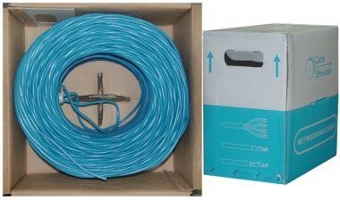 CAT5E, UTP, Bulk Cable, Solid, Plenum, 350MHz, 24 AWG, Blue, 1000 ft