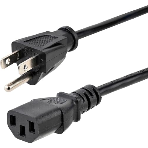 RiteAV - 6ft (1.8m) Computer Power Cord, NEMA 5-15P to C13, 10A 125V, 18AWG, Black Replacement AC Power Cord, Printer Power Cord, PC Power Supply Cable, Monitor Power Cable - UL Listed (PXT101)