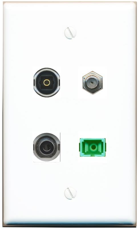 RiteAV - 3-5MM COAX SC-APC Singlemode Simplex TOSLINK Wall Plate Flat White