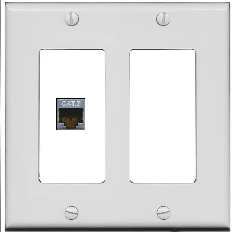 RiteAV 1 Port Cat7 Shielded Ethernet Wall Plate - 2 Gang [Gray/White]