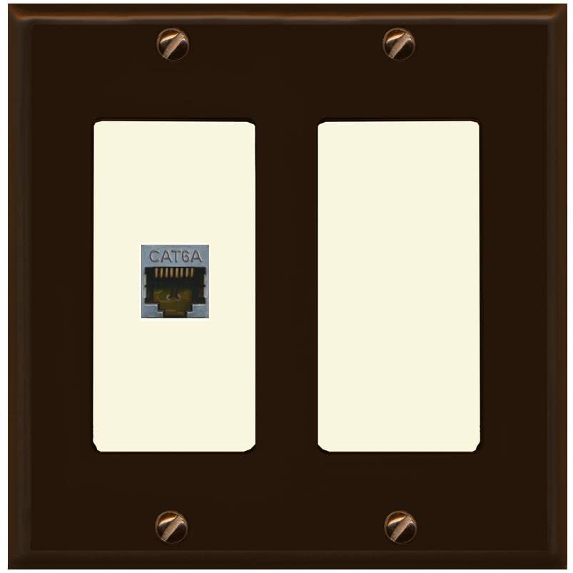 RiteAV 1 Port Cat6A Wall Plate - 2 Gang [Brown/Light-Almond]
