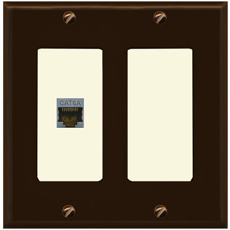 RiteAV 1 Port Cat6A Wall Plate - 2 Gang [Brown/Light-Almond]