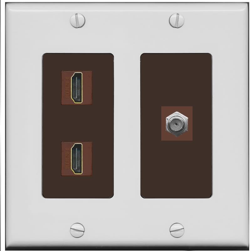 Coax 2 HDMI Wall Plate-2 Gang Gray/Brown