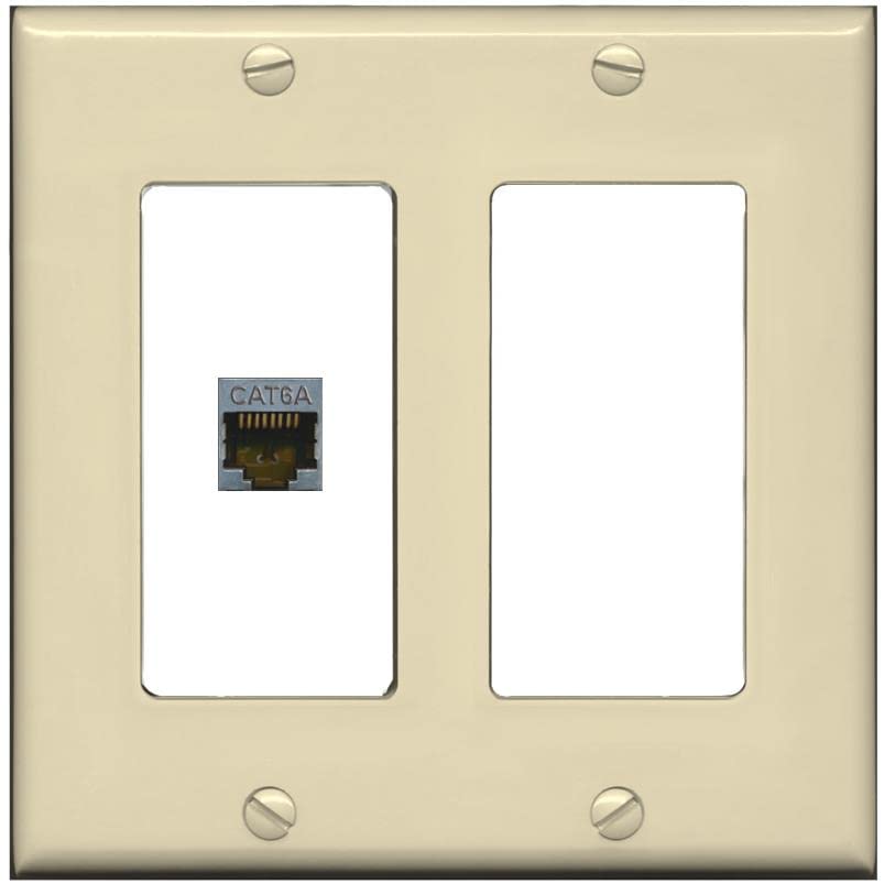 RiteAV 1 Port Cat6A Wall Plate - 2 Gang [Ivory/White]