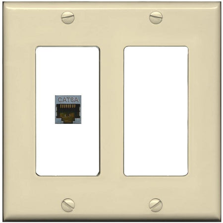 RiteAV 1 Port Cat6A Wall Plate - 2 Gang [Ivory/White]