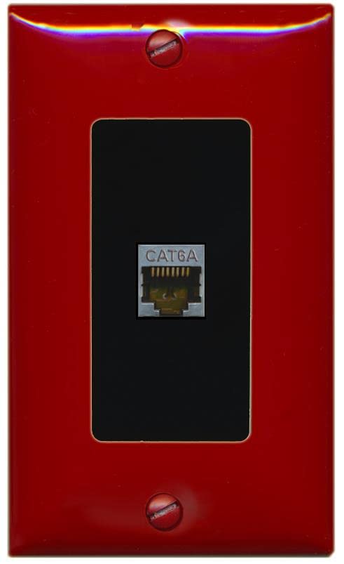 RiteAV 1 Port Cat6A Wall Plate - 1 Gang [Red/Black]