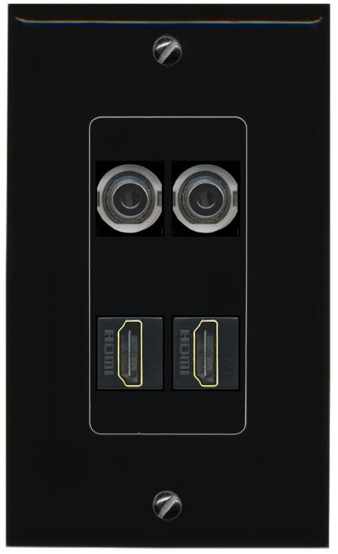 RiteAV 2 3.5mm 2 HDMI Wall Plate Decorative [Black]